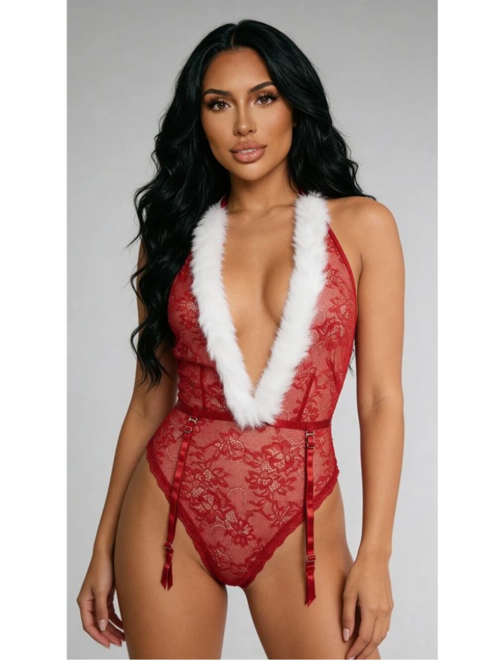 Under the Mistletoe Lace Teddy Bodysuit for Women